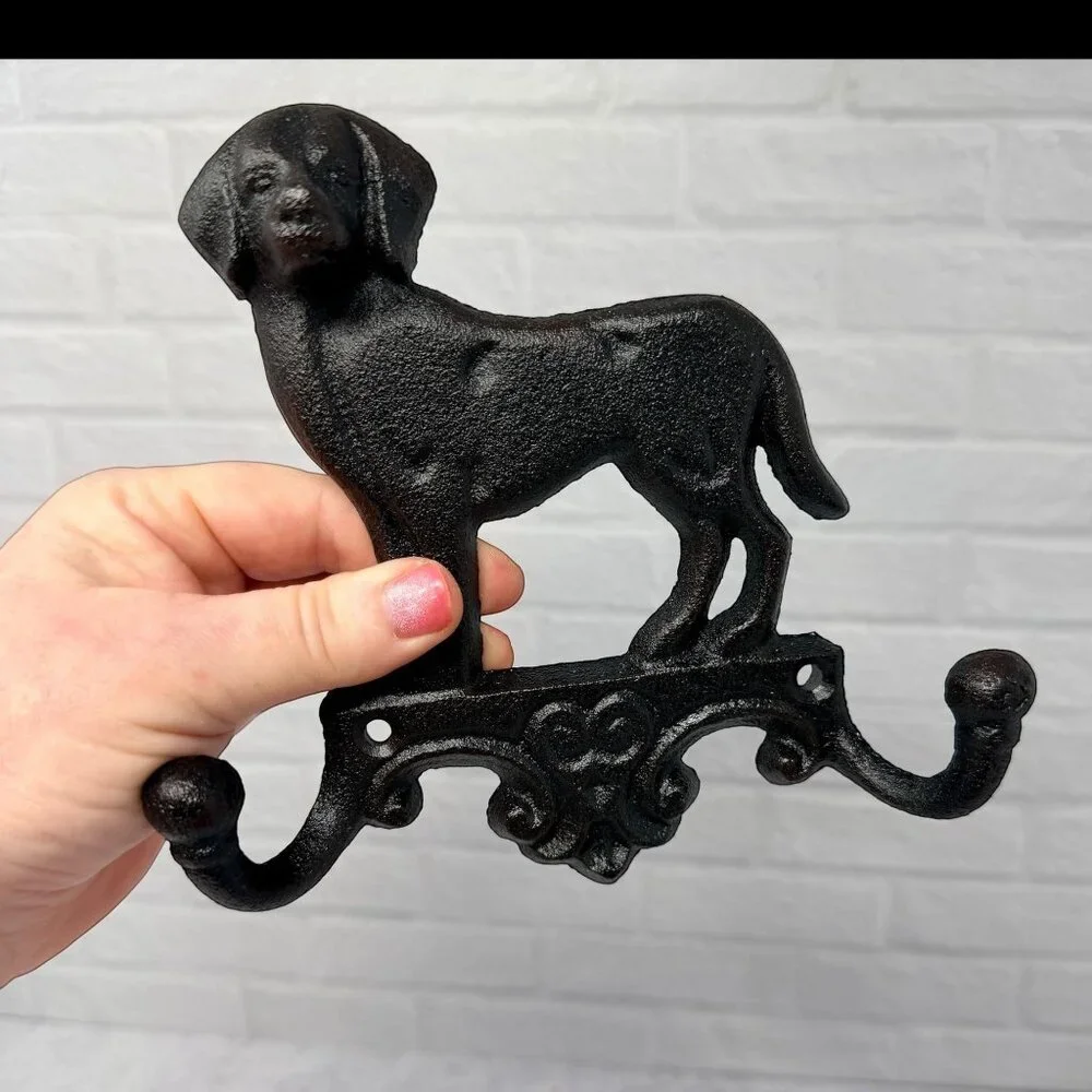 Cast Iron Dog Wall Hook Rustic Farmhouse Coat Hooks Vintage Style Entryway Decor